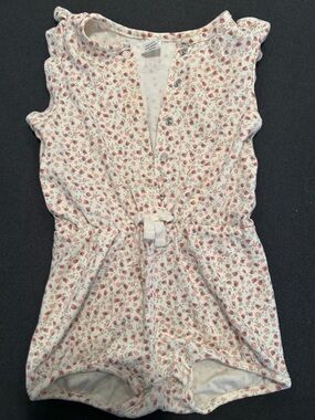 Colored Organics Cream Romper with Rose Floral Print